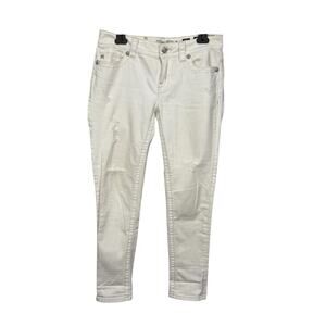 Miss Me White Mid Rise Distressed Cuffed Skinny  Jeans Size 29